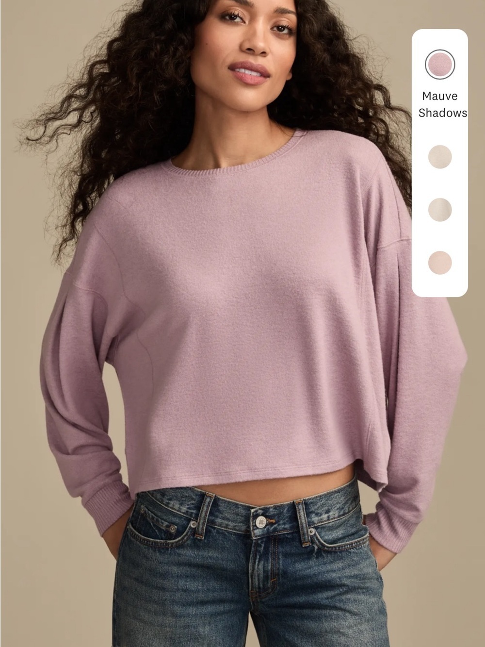 Lucky Brand mauve shadows cloud exposed seam top size XS